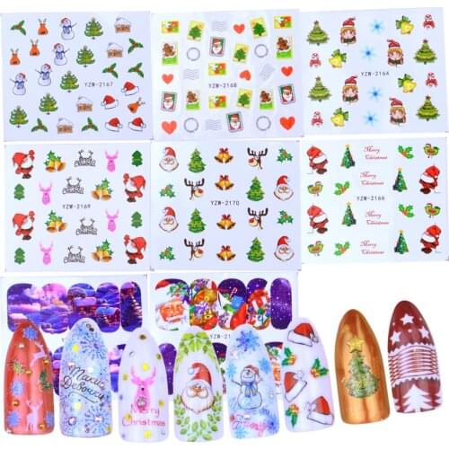 1 Sheet Christmas Style Nail Art Stickers Water Decal Slider Santa Claus Snowman Decoration Manicure Nail Wraps Tool