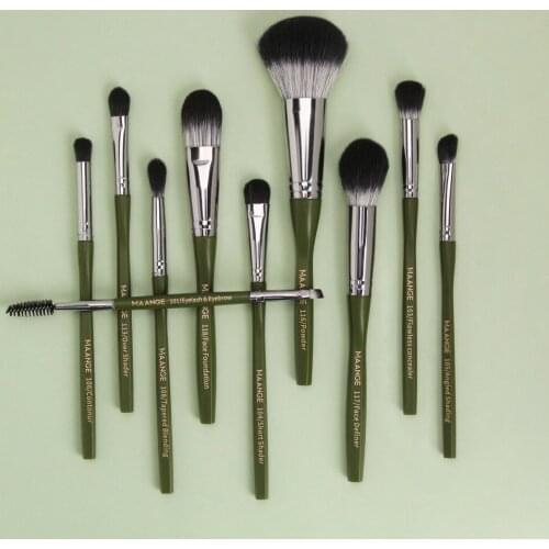 10pcs/lot Hexagon Makeup Brush Set With Bag Powder Foundation Eyeshadow Lip Eyeliner Blush Blending Face Makeup Brushes tools