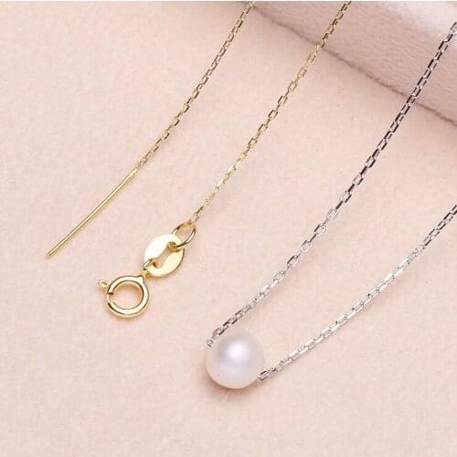 2 Color 925 Sterling Silver Pearl Necklace Chain Pendant Mountings Necklace Findings Jewelry Parts Fittings Accessories