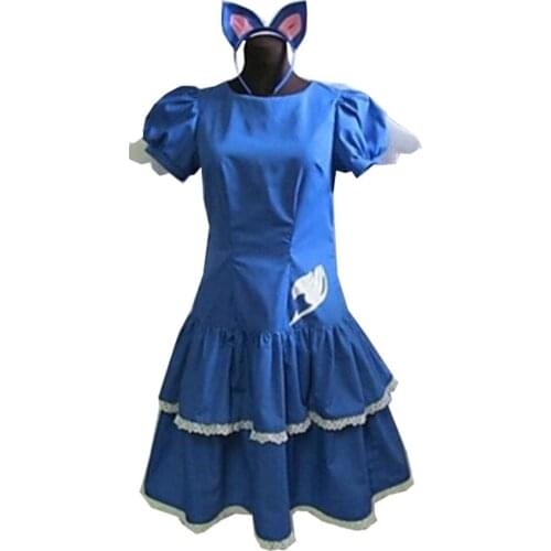2019 Fairy Tail 4th Anime The Final Season Lucy Dress Happy lolita dress head wear accessory cute tail party girls dress outfit