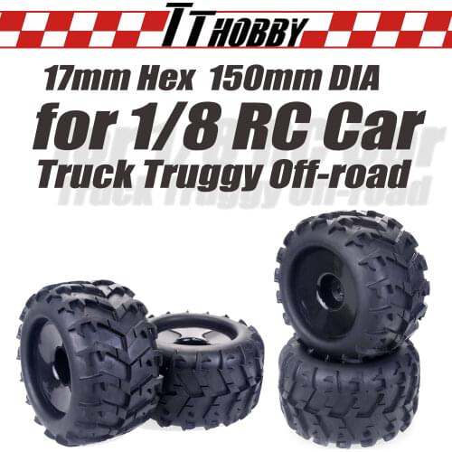 TTHOBBY 4PCS Tire Wheel 150MM Diameter Monster Truck Tires Wheels 17mm Hex Rim for 1/8 1/10 RC Car Buggy Traxxas Truggy Off Road