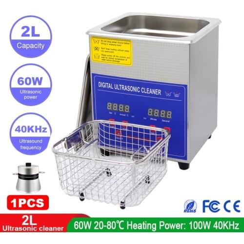 2L 60W Ultrasonic Cleaning Machine Household Digital Stainless Steel Basket Ultrasonic Cleaning Prosthetic Watch Glasses