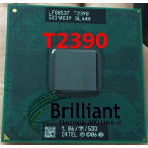 Free shipping original intel Pentium Dual Core T2390 1.86GHz Notebook processors Laptop CPU Socket P 478 pin Computer