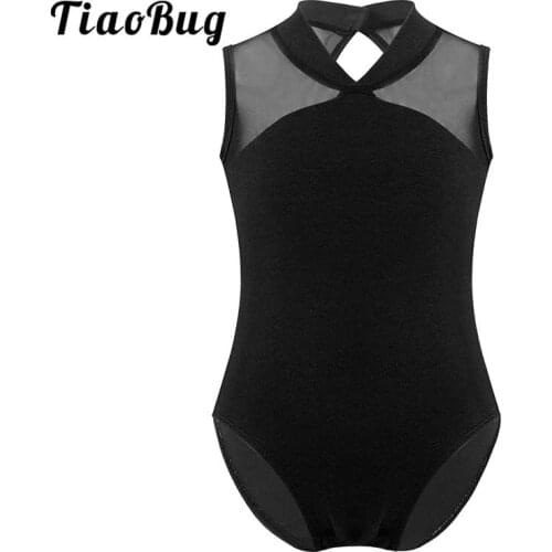 Kids Sleeveless Mesh Patchwork Gymnastics Leotard Baby Girls Ballet Dancewear Children Stage Performance Classical Dance Costume