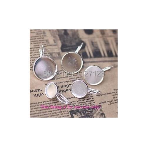 Details about 100PCS Silver Plate 12mm Round Blank Settings Earrings