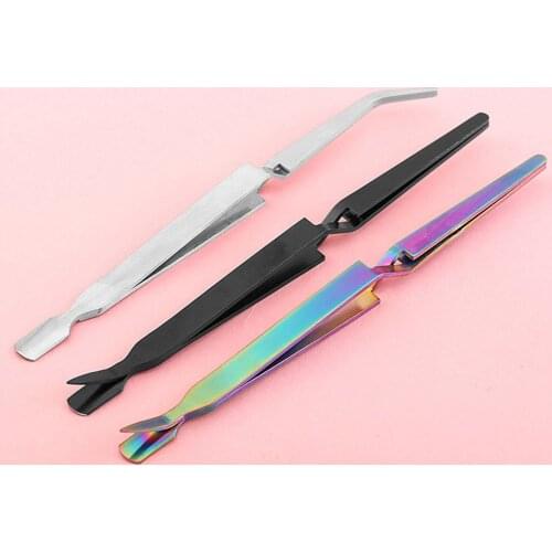 Double Head Nail Cuticle Pusher Professional False Nail Extension Tweezers Stainless Steel Multi-function Nail Shaping Pliers