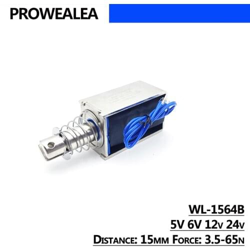 Solenoid Electromagnet Push Pull Type WL-1564B 5V 6V 12V 24V Thrust Force 3.5-65N 15mm Open Frame Linear Electric Magnet