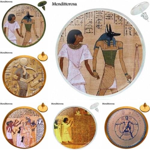 Gothic Egyptian Lord Of The Underworld Anubis Christmas Jewelry Glass Cabochon Bronze/Silver/Golden Clip Ear Hook Stud Earring