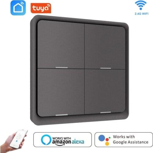 4 Gang Tuya ZigBee Wireless 12 Scene Switch Push Button Controller Battery Powered Automation Scenario for Tuya Devices