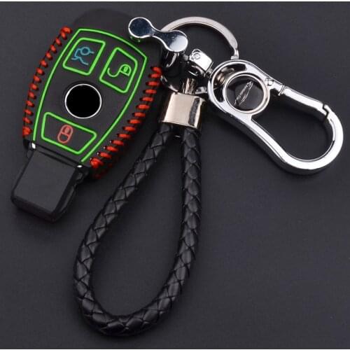 Leather Key Cover Car Key Case For Mercedes Benz W203 W210 W211 W124 W202 W204 W212 W176 AMG Accessories Keychain Holder Keyring