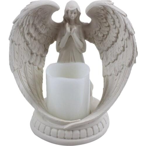 Creative Resin Angel Figurines Electronic Candlestick Crafts Home Decor Angel Miniature Candle Holder Ornaments Wedding Gifts S
