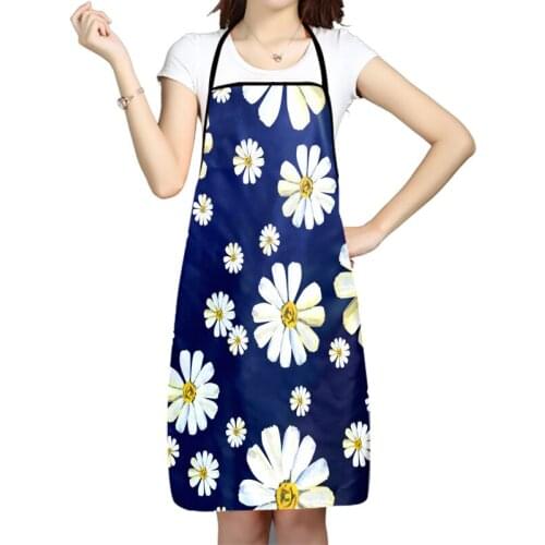 Chrysanthemum Printed Kitchen Cooking Baking Aprons Home Cleaning 68*95cm Oxford Fabric For Women Man Home Delantal Cocina