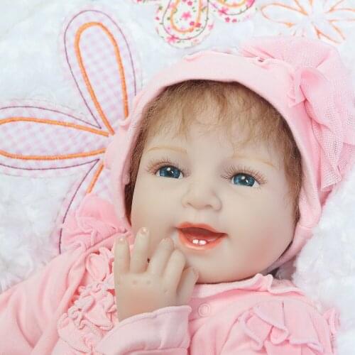 NPKCOLLECTION bebe princess reborn girl dolls 22"55cm soft silicone reborn baby dolls with pink clothing white blanket toy dolls