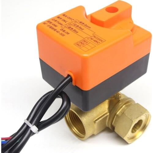 DN25(G 1") AC220V 3 way 3 wires electric actuator brass ball valve,Cold&hot water vapor/heat gas brass motorized ball valve