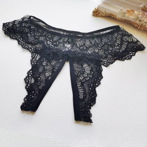 M - 5XL Plus Size Underwear Women Sexy Lace Transparent Panties Open Crotch Thongs For Sex Products Female Erotic Lingerie