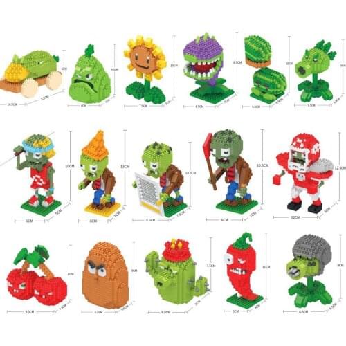 Cartoon Game Plant vs zombie toys Micro diamond block Peashooter Chomper Jalapeno Tall nut SunFlower Cherry Bomb Corn nanobrick