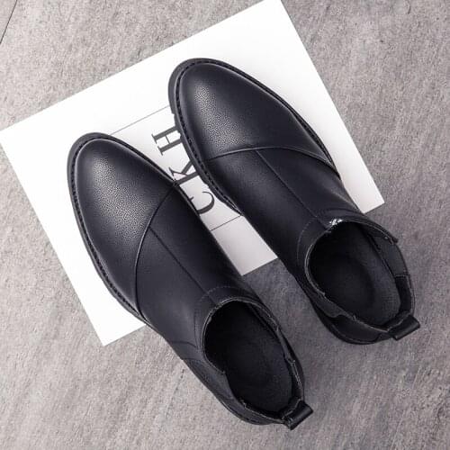Mens boots chelsea fashion shoes winter waterproof leather genuine casual black clax comfortable flat outdoors high top vintage