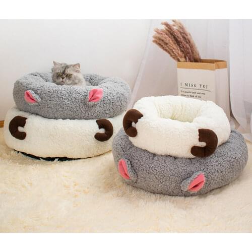Soft Pet Cat Beds Fluffy Sheep Ear Shape Dog Bed Hondenmand Pets Kennel Pet Round Cushion Puppy Sofa Bed Dog Supplies
