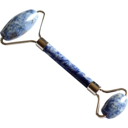 Natural Blue Point Stone Facial Rollers Double Head Removal Wrinkle Facial Neck Beauty Massager Beauty Tools Roller