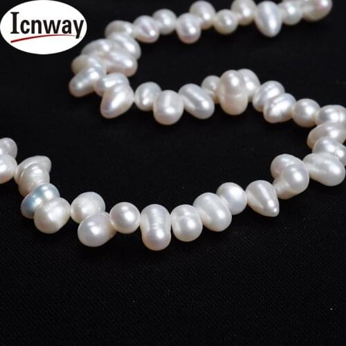Natural AA white rice Freshwater Pearl 6*8mm 15inches DIY necklace bracelet FreeShipping Wholesale icnway