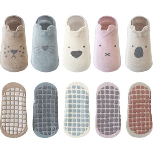Toddler Baby Anti-slip Floor Socks New Newborn Unisex Ankle Sock With Rubber Kids Cotton Soft Accessories Cartoon Cute Clothing