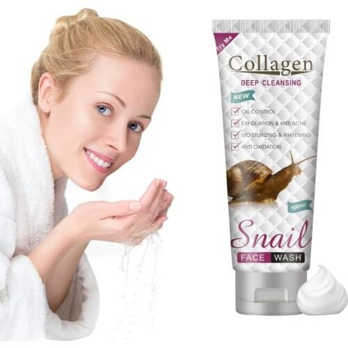 LAIKOU Collagen Snail Facial Cleanser Black Head Remove Oil-control Deep Cleansing Foam Shrink Pores Whitening Beauty Care Wash