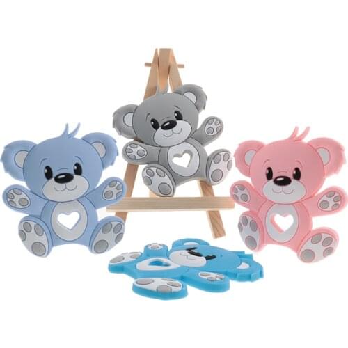 10pcs Bear Silicone Teethers For Babies Teether for teeth fidget toys For newborn baby Nurse Accessories Teething Ring BPA Free