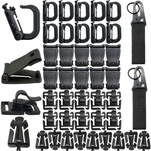 42Pcs Nylon Straps with Quick Release Buckle Molle Clips Utility Straps Outdoor Tacticals Backpack Vest Attachments