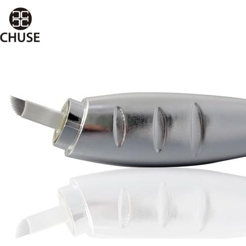 Chuse M66 Eyebrow Manual Disposable Microblading Pen With Needle for Tattoo Permanent Makeup 12 Curved Blades 5 Pieces/Lot