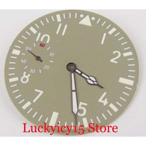 PARNIS Grey Nologo Watch Dial Watch Needles fit ETA 6497 6498 Hand Winding Movement