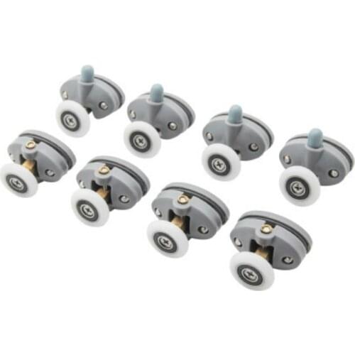 4pcs/set Top and Bottom 23mm 25mm ABS Plastic Pulleys Wheel Sliding Bearing Door Rollers For Shower Casters Cabin Bathroom