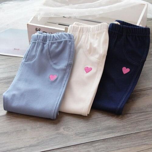 Girls spring and autumn outer wear slim-fit feet pants childrens stretch pencil pants trousers P4393
