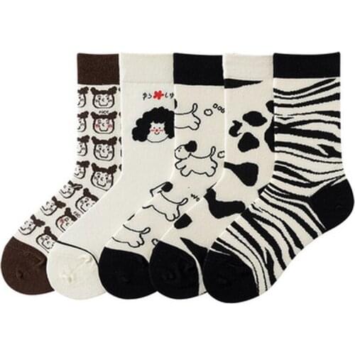 Women Ins Cartoon Japanese Patterned Short Funny Socks Cotton Casual Joker Socks For Ladies Solid College Wind Concise Sox Tide