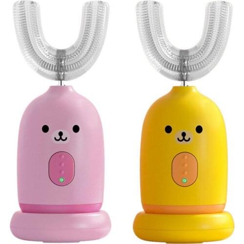 Cute Chick Cartoon Shape Kids Sonic Electric Toothbrush Smart U-Shaped Toothbrush Food-grade Silicone Materials For Kids 2-12