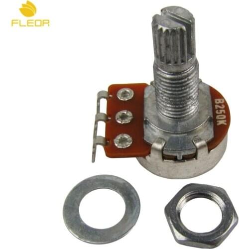 FLEOR 10pcs Small Bass Guitar Potentiometers B250K Long Split Shaft Volume Control Replace for Electric Guitar