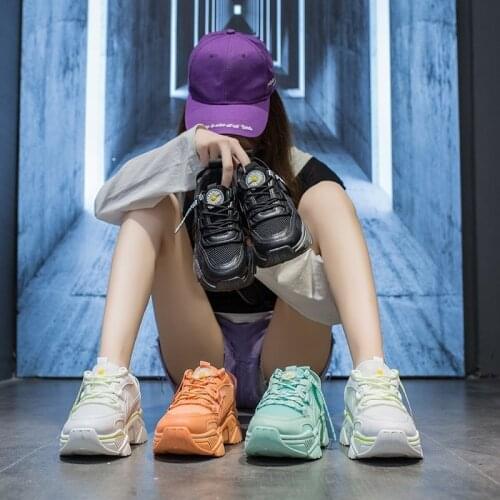 2020 new summer daddy shoes womens mesh breathable net red casual all-match thick-soled sneakers ins tide