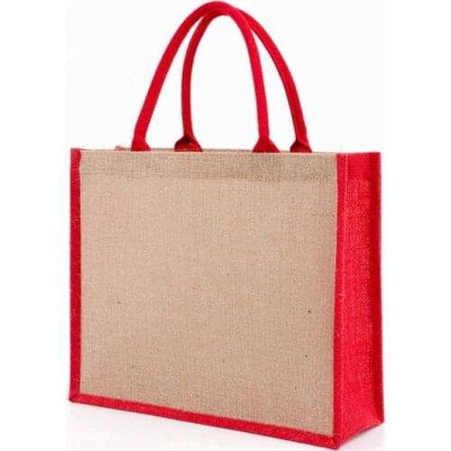 2020 High Quality Burlap Bag with Laminated Interior and Soft Cotton Handle Women Shopping Grocery Bags Bridesmaid Gift Bag