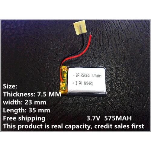 3.7V,575mAH,[752335] PLIB ; polymer lithium ion / Li-ion battery for power bank,tablet pc,mp3,mp4,cell phone