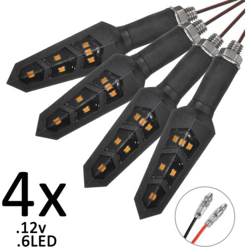 4PCS/SET Motorcycle LED Turn Signal Light Blinker Amber Universal for Motocross Scooters E-bikes Indicator Light Lamp 12V
