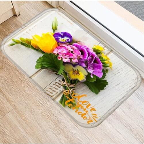 40x60cm Cute Diy Print Floor Mat Bathroom Ground Mat Slip Door Bath Pad Rug Living Room Carpet Sun Rose Flower