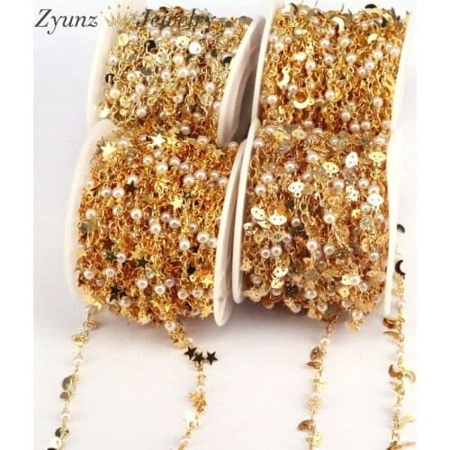 5 Meters, New design gold color fashion Freshwater Pearl Chain Bracelet Necklace Accessories Materials Diy Jewelry Findings