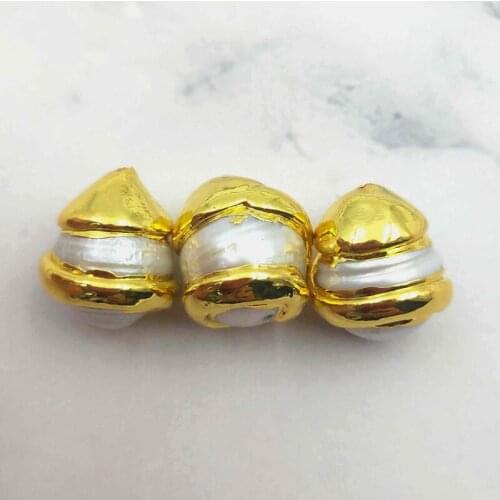 5pcs New Design Double Spiral Natural Freshwater Pearl Loose Beads Gold Plated Fashion Exquisite Gift for Men Women Birthaday Y