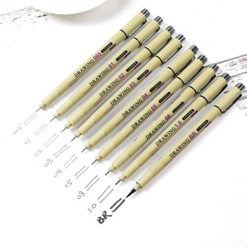 6/7/8/9pcs Black Technical Graphic Fine Hook Line Painting Drawing Pen Sketch