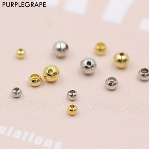 60pcs Pure Copper Plated 18K Gold Color Color Beads Beads DIY Ear Accessories Bracelets Bead Necklace Material Loose Beads
