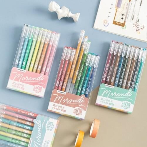 9pcs/set Creative Cute Morandi Color Gel Pen Kawaii Quick Drying Cap Neutral Pen Bullet Journal Supplies Gel Pen Stationery Set