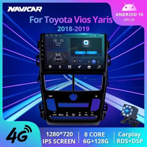 NAVICAR 2Din Android10 Car Radio For Toyota Vios Yaris 2018-2019 Car Receiver GPS Navigation Car Multimedia Video Auto Radio IGO