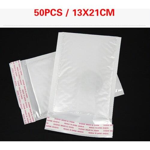 50pc 13*21cm White Bag Foam Envelope Foam Foil Office Packaging Envelope Moistureproof Vibration Bag Christmas Package Gift Bags