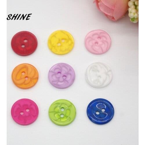 SHINE Resin Sewing Buttons Scrapbooking Round Candy Color Mixed 2 Holes 14mm Dia. 50 PCs Costura Botones bottoni botoes