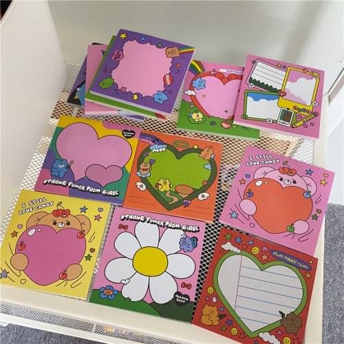 Cute Cartoon Color Bear Memo Pad With Tearable Message Paper Pocket Notepad Stationery Sticky Notes To Do List School Supplies