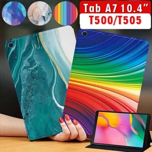 Tablet Case for Samsung Galaxy Tab A 10.1 inch 2019 T510/T515 Watercolor Series Anti-Fall Leather Protective Cover + Stylus